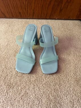 a new day Pastel Blue Double-Strap Block Heel Sandals